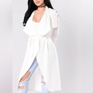 Fashion Nova Cream Draped Blazer business casual coat